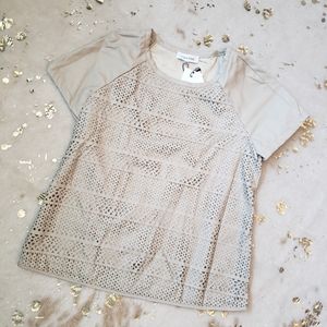 NWT Calvin Klein XS Laser Cut Out Creme Top